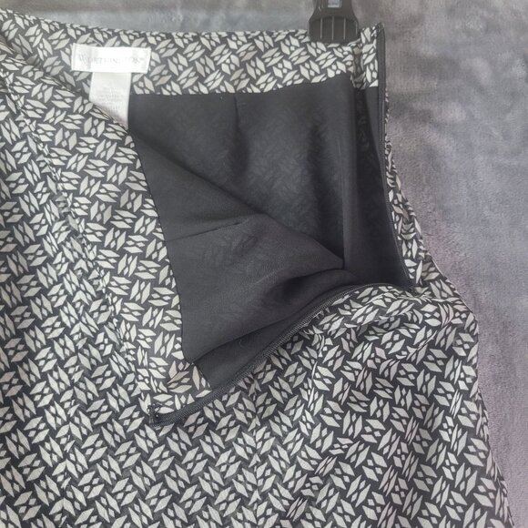 Worthington Womens A-Line Skirt Black White Geometric Print Size 4 Career Office - Picture 7 of 8
